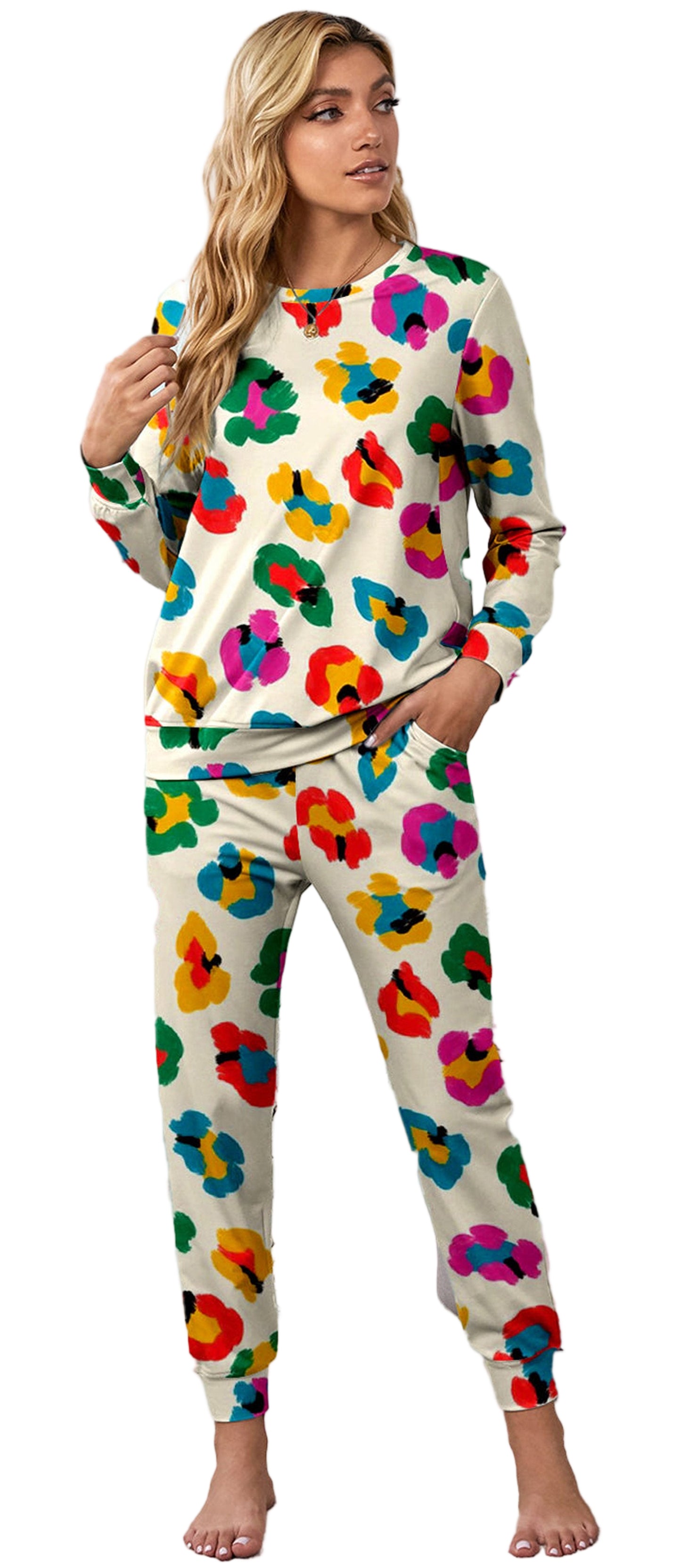 Apricot Leopard Print Lounge Set