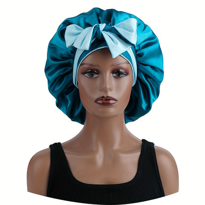 Double Layered Satin Sleep Bonnet With Bow