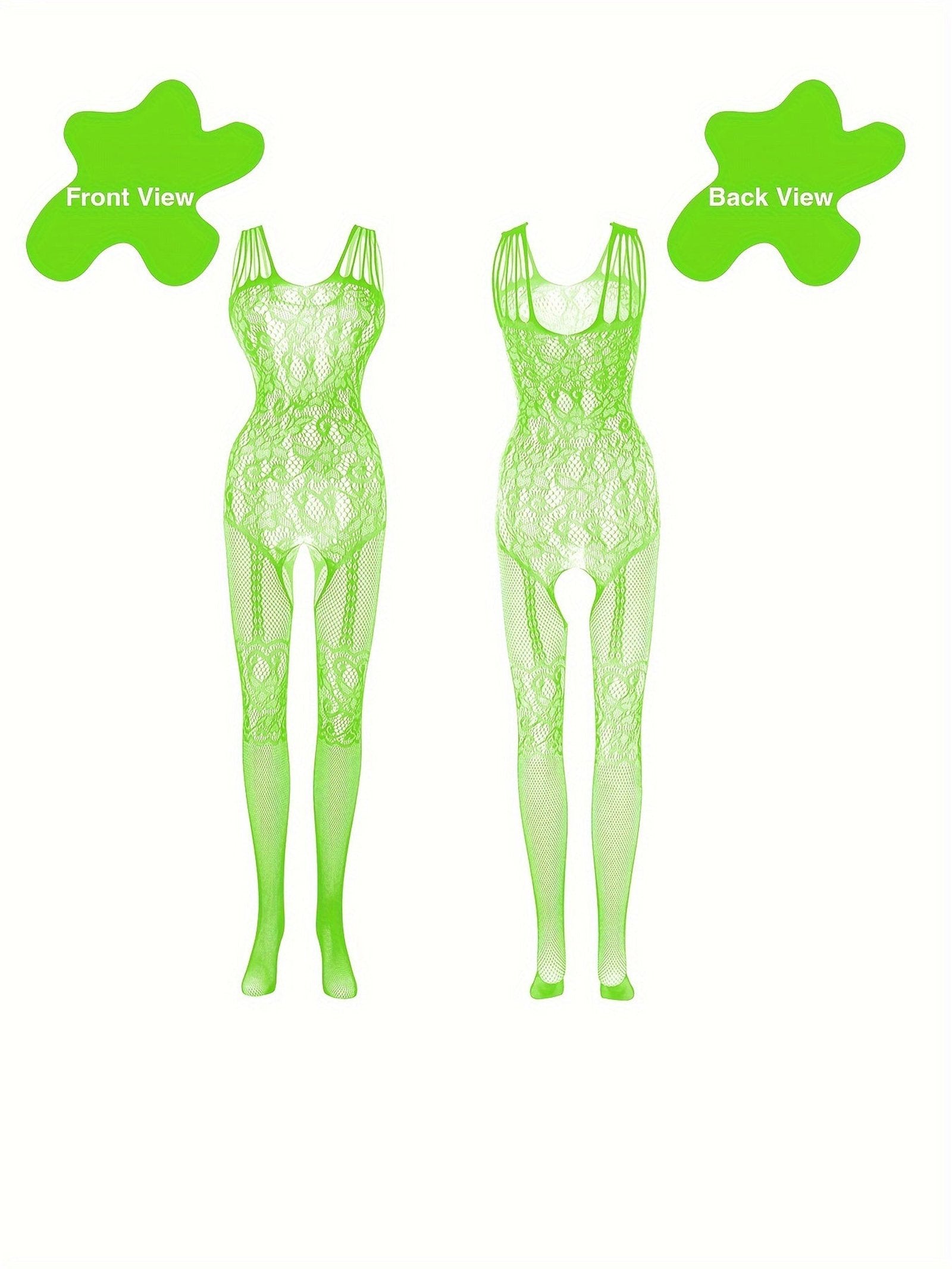 4-Pack Fishnet Bodystocking Set with Jacquard Design & Open Crotch