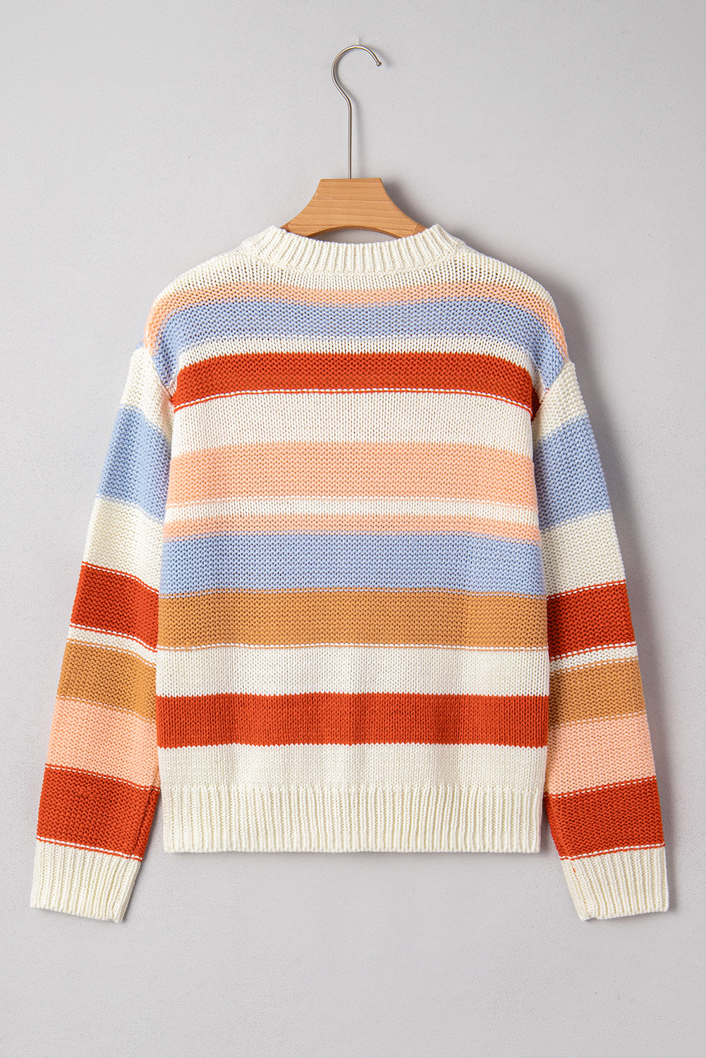 Pink Striped Colorblock Sweater