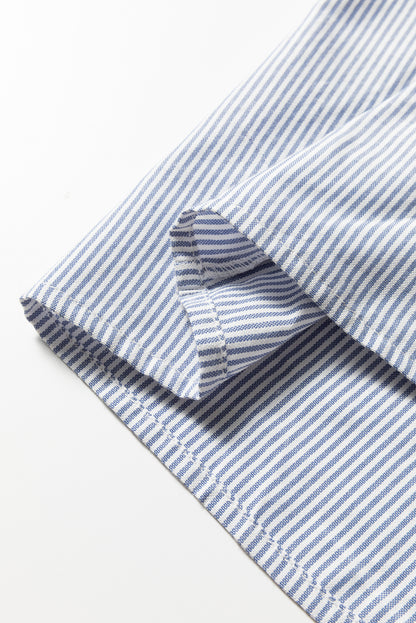 Sky Blue Striped Maxi Dress Flowy Boho Lace