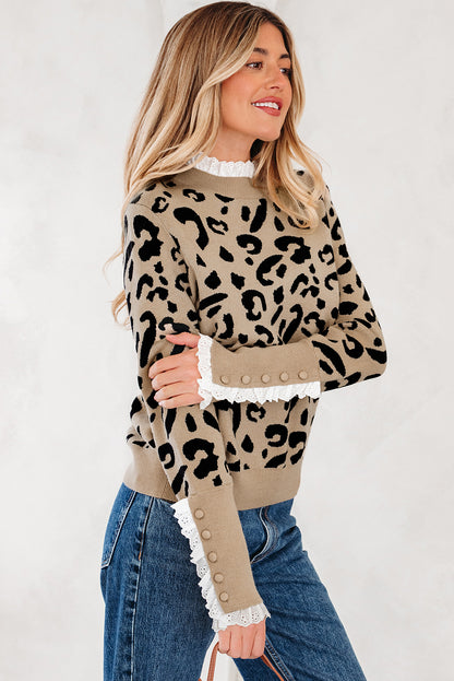 Brown Leopard Print Sweater For Style