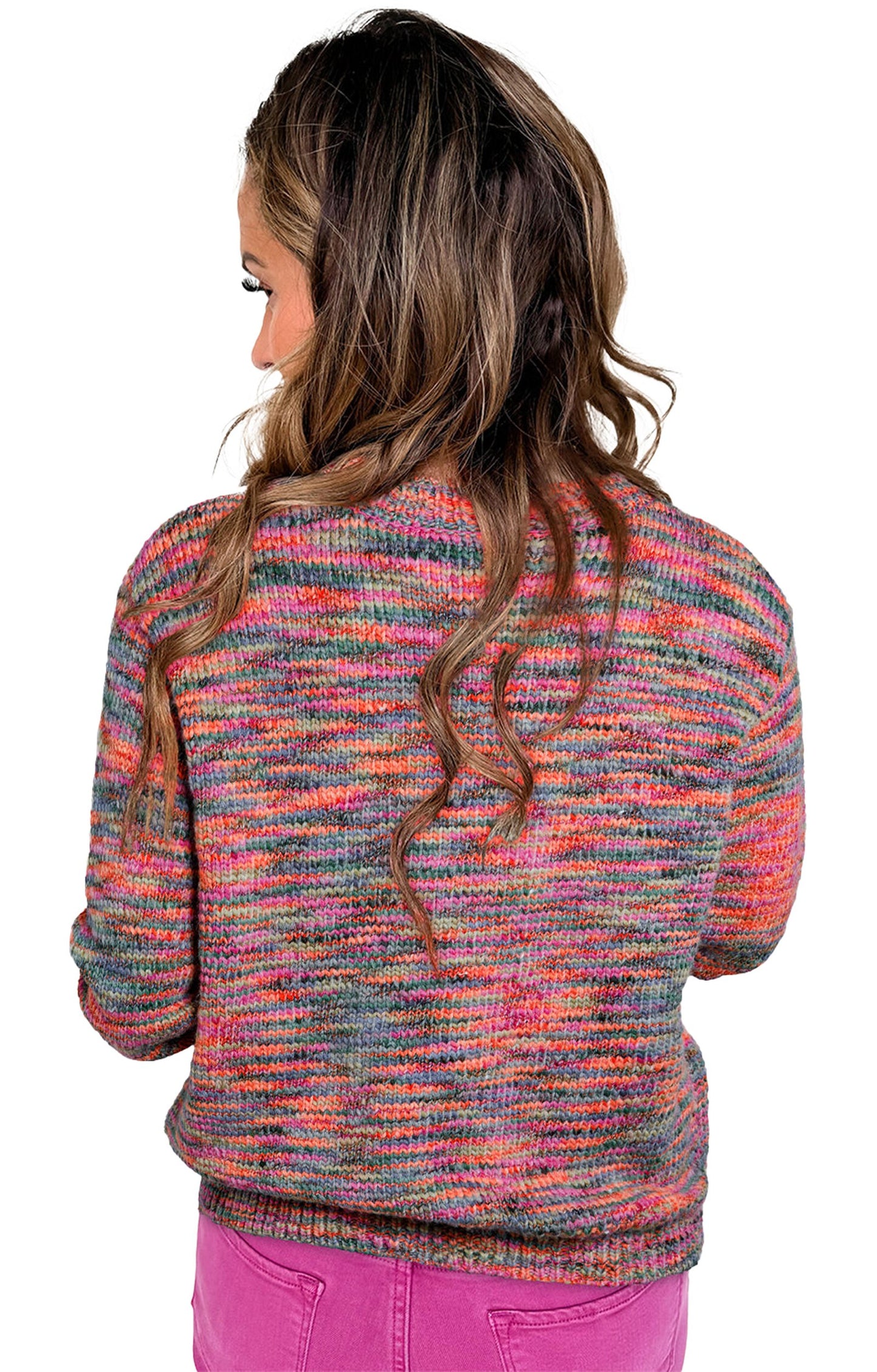 Purple Space Dye Sweater For Trendy Looks