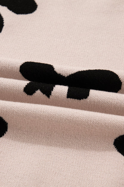 Pearl Embellished Bow Sweater For Chic Style