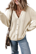 Apricot Button Sweater Cardigan For Women