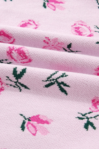 Floral Print Cropped Sweater For Trendy Style