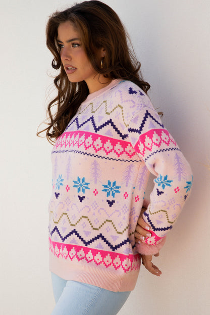 Multicolour Ethnic Christmas Sweater