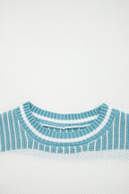 Brown Striped Patchwork Sweater For Trendy Look