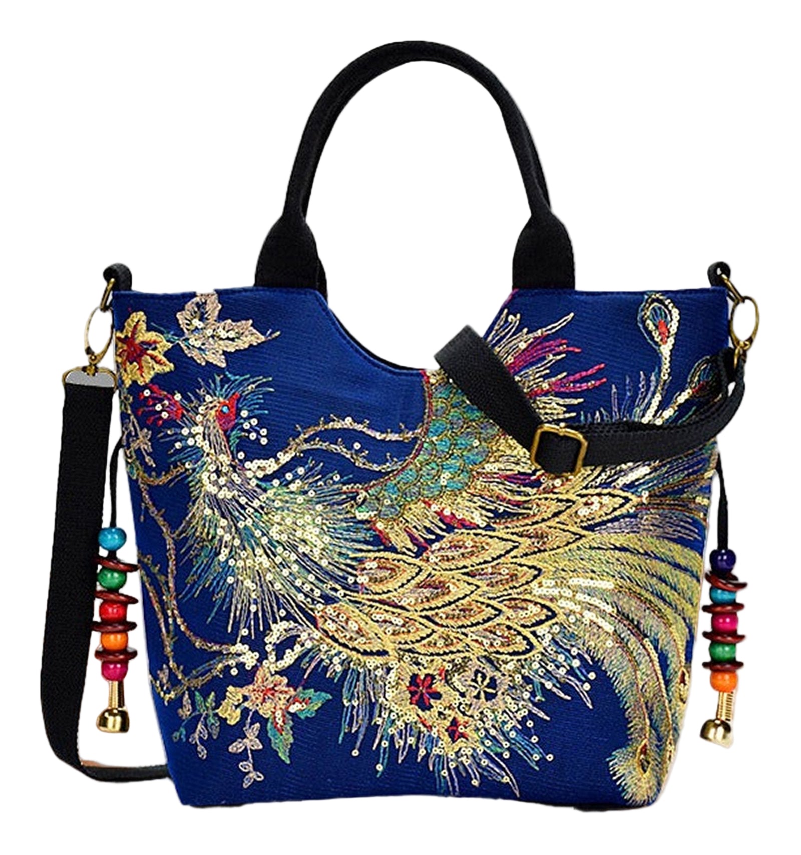 Wo's Embroidered Satchel Bag - Retro Double Handle Handbag with