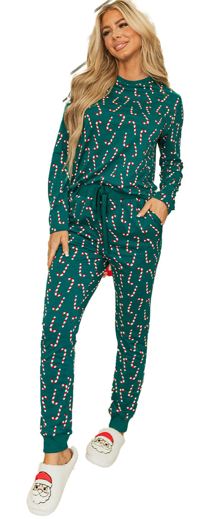 Green Christmas Lounge Set With Candy Canes