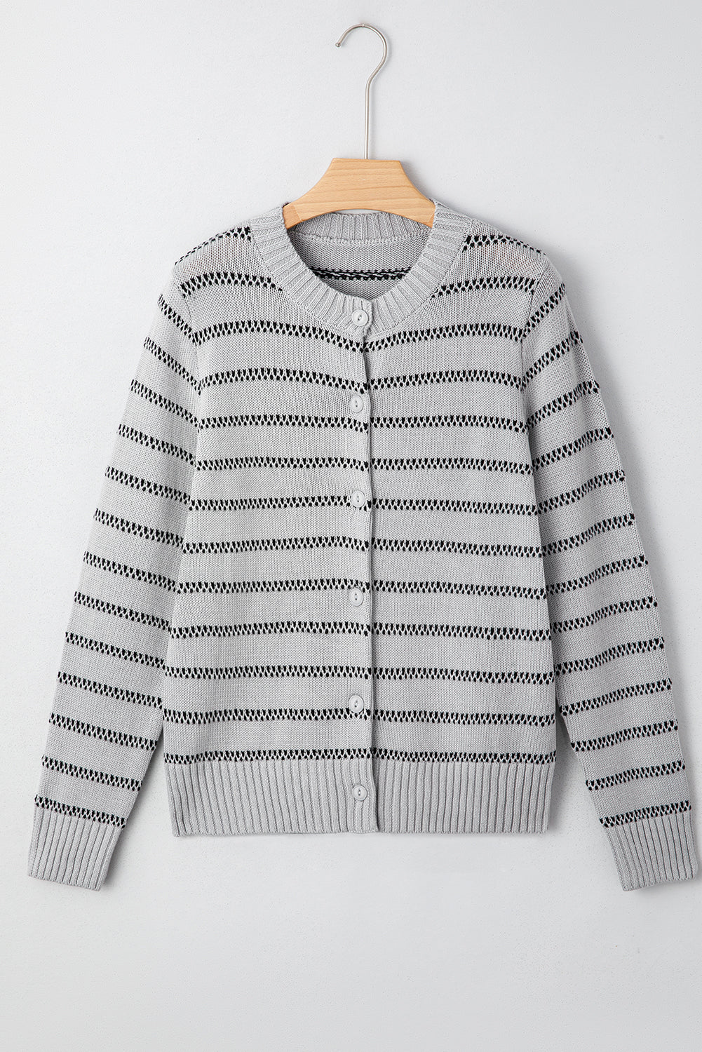 Gray Stripe Button Front Cardigan