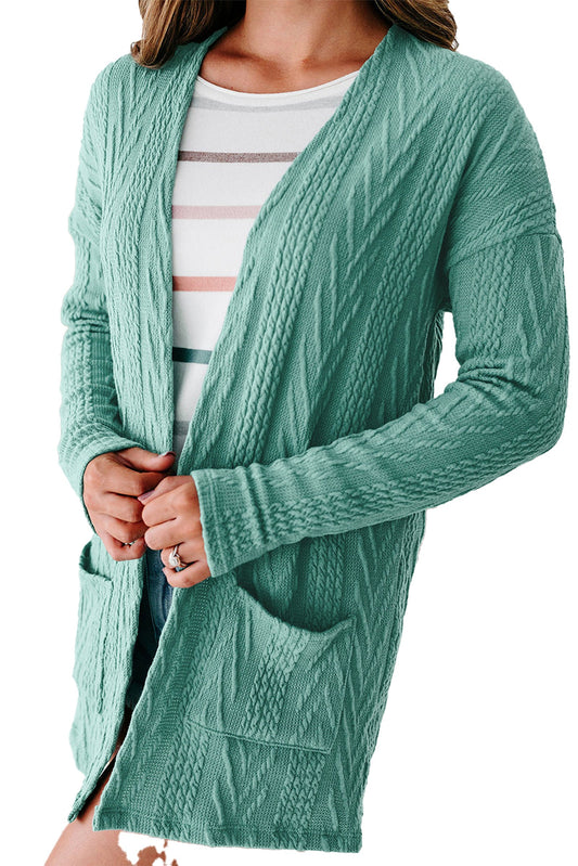 Solid Textured Open Front Cardigan