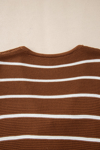 Chestnut Striped Tie Front Cardigan