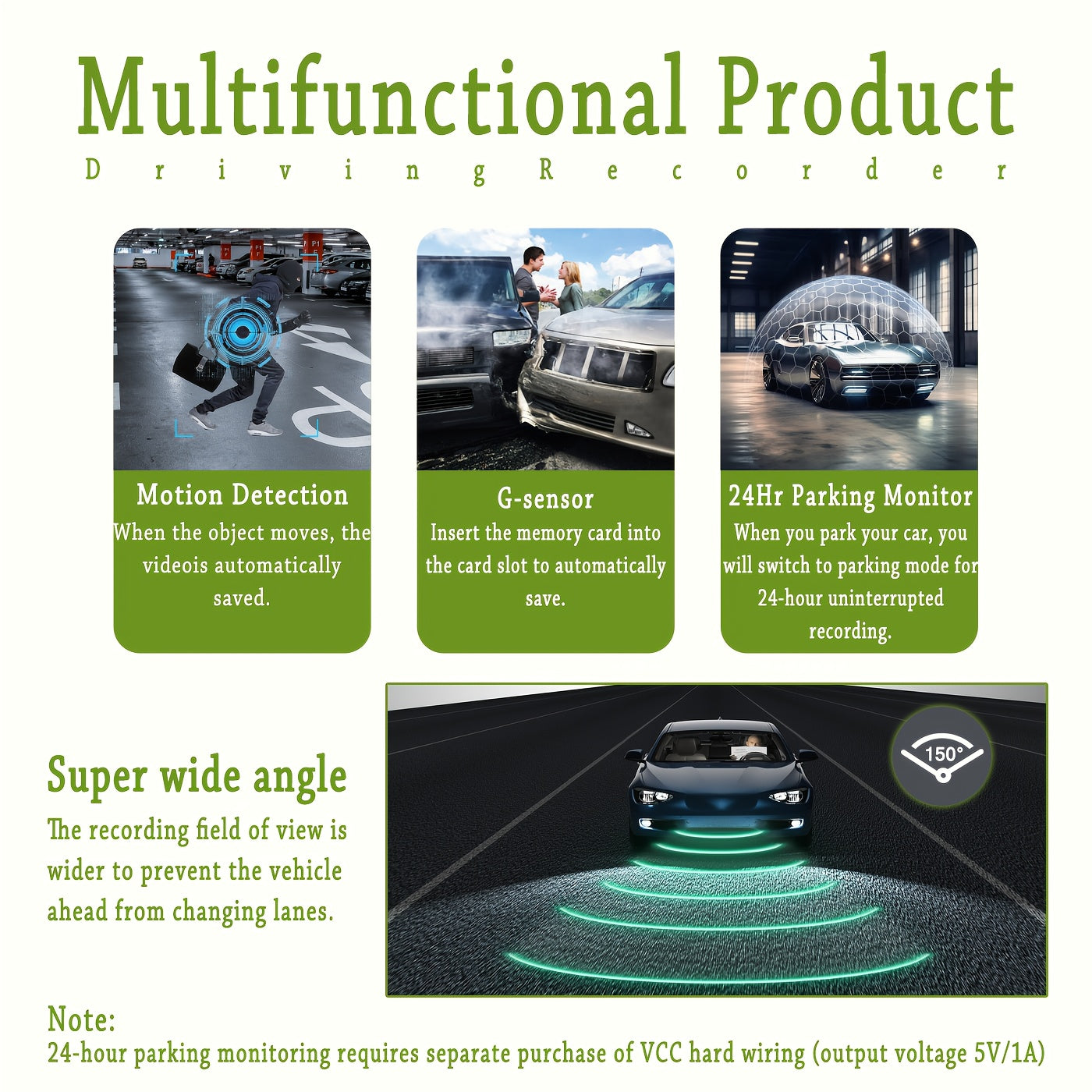 1080p Dual Camera Dash Cam With Memory Card