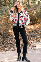Dear-Lover Beige Floral Knit Cardigan For Chic Style