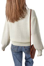 White Flower Detail Sweater For Trendy Style