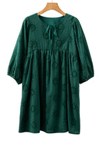 Embroidered Eyelet Mini Dress, Puff Sleeve