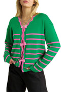Green Stripe Bow Sweater Cardigan