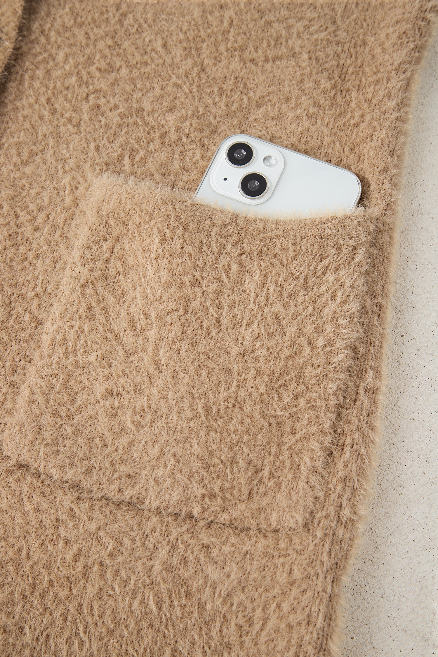 Dear-Lover Smoke Gray Fuzzy Cardigan For Cozy Style