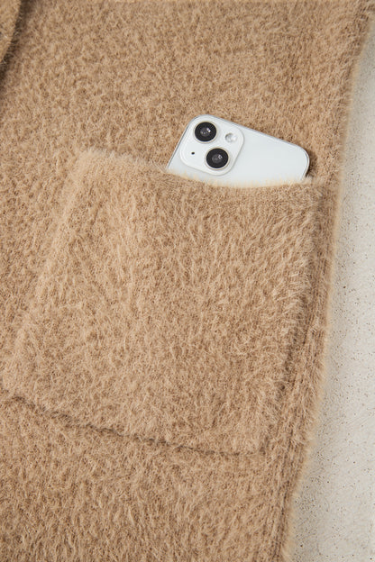 Dear-Lover Smoke Gray Fuzzy Cardigan For Cozy Style