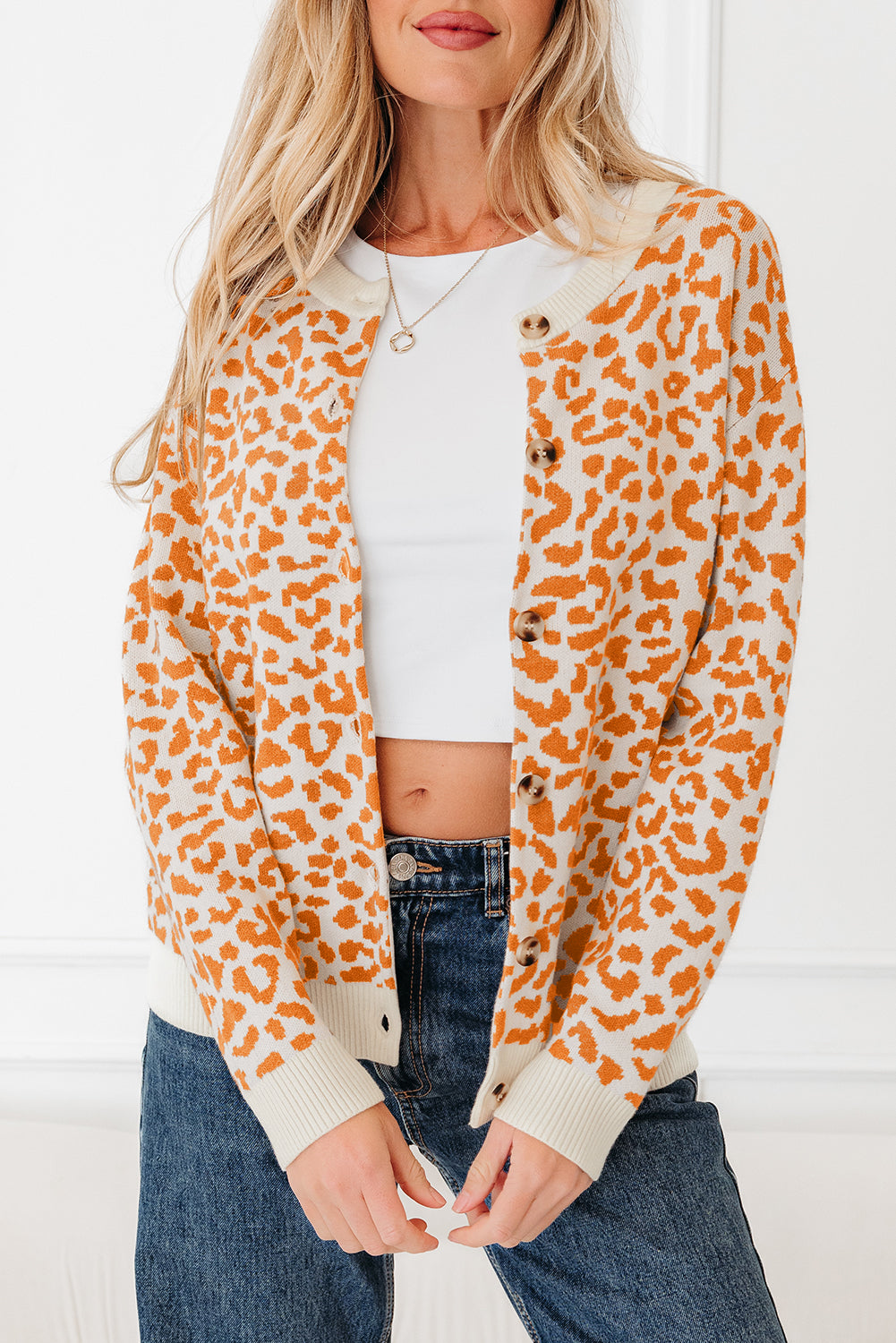 Khaki Leopard Print Cardigan For Stylish Looks
