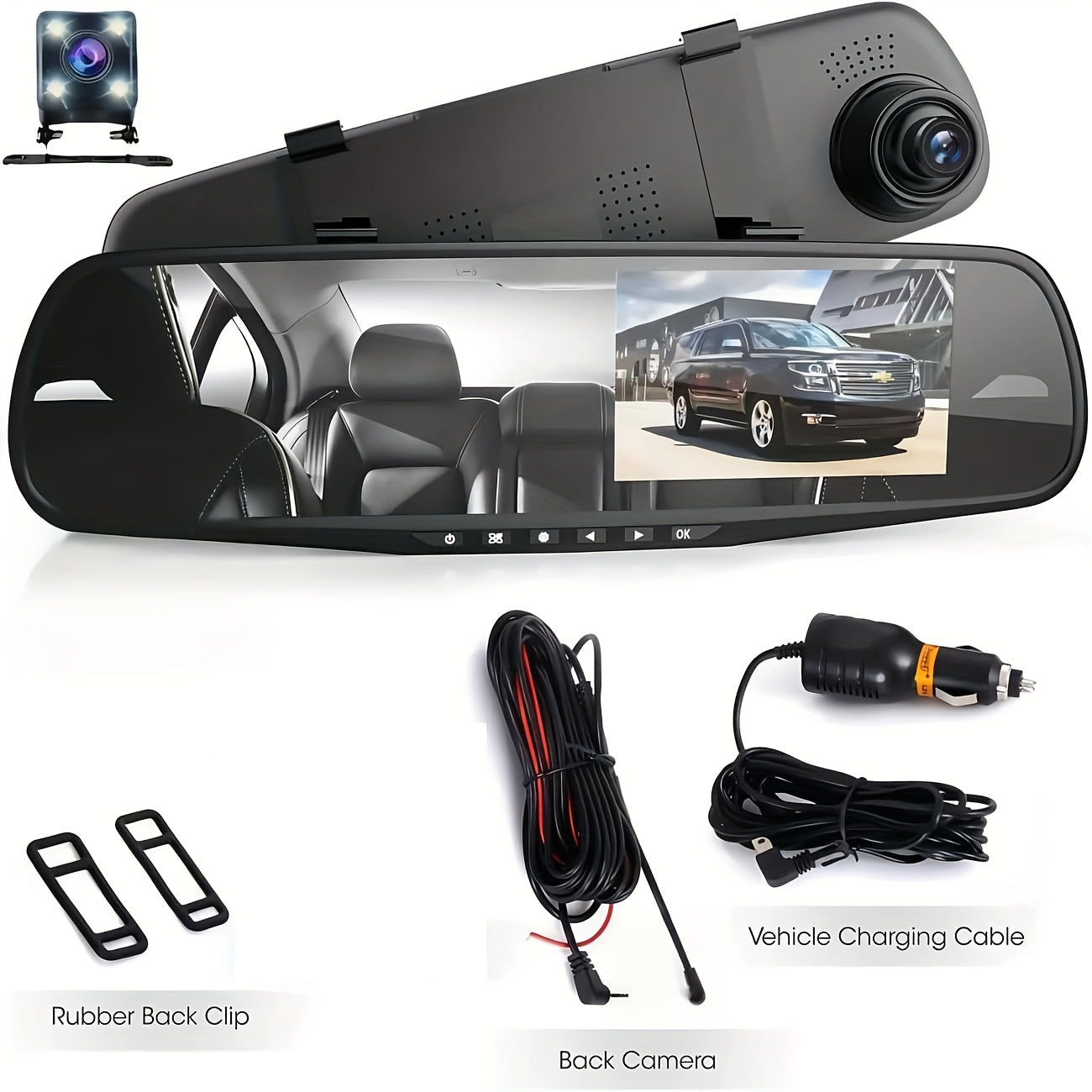 FHD Night Vision Dash Cam With Rear View