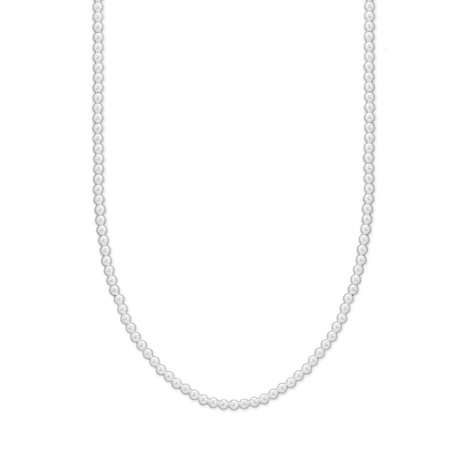 3mm silver bead necklace crafted by LuckeLadybug LLC for elegant and stylish looks