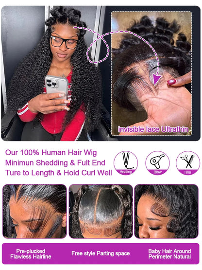 40 inch water wave lace front wig made from 100% human hair with minimal shedding and natural hairline