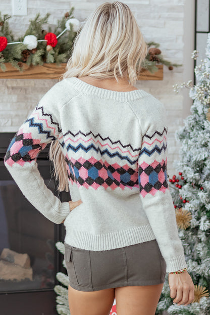 Pink Stripe Geometric Cardigan For Stylish Wear