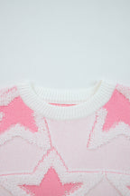 Pink Star Oversized Sweater For Cozy Style