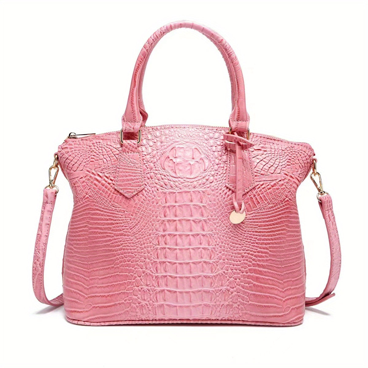 Crocodile Embossed Womens Handbag Chic Satchel