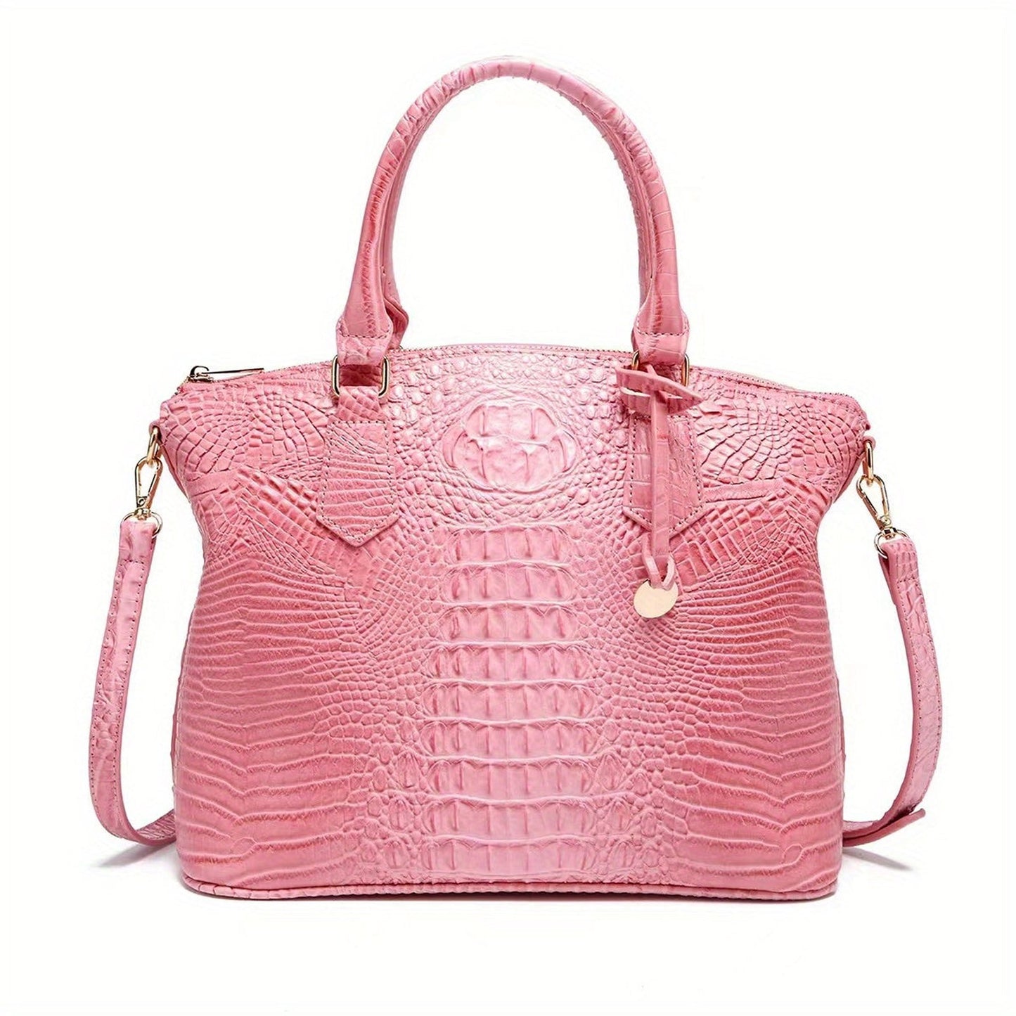 Crocodile Embossed Womens Handbag Chic Satchel
