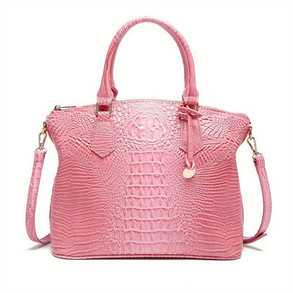 Crocodile Embossed Womens Handbag Chic Satchel