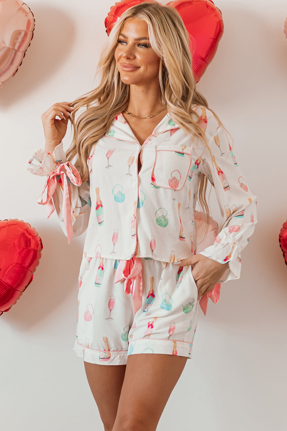 Christmas Wine Glass Pajama Set