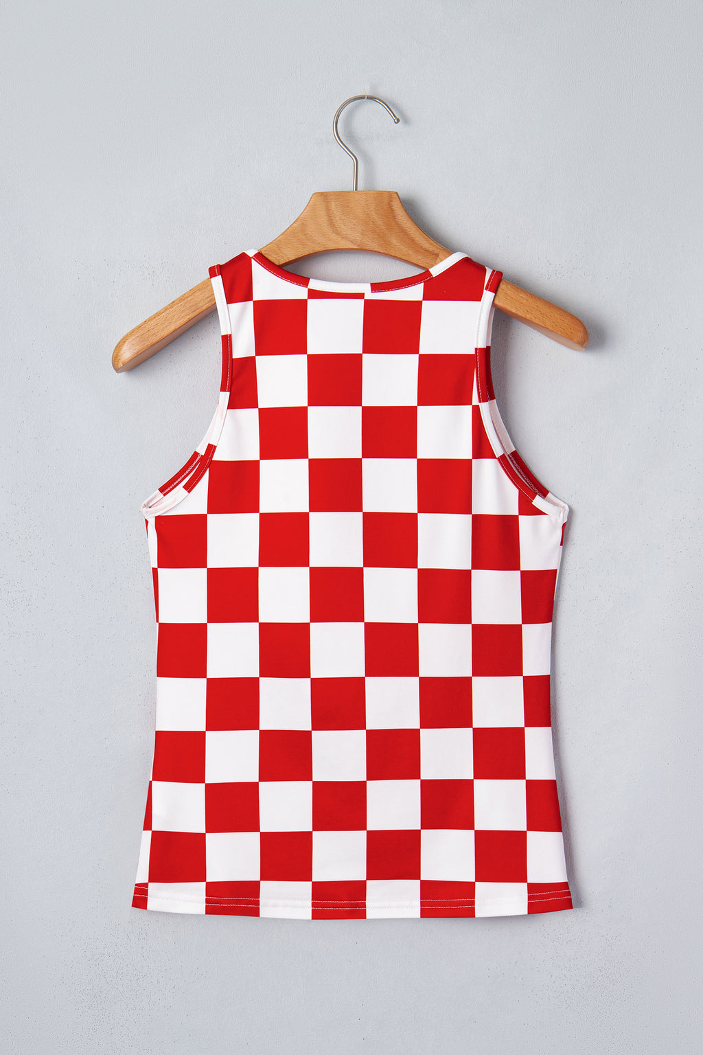 Black Checkerboard Printed Slim Tank Top