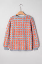 Pink Checkered Oversized Sweater