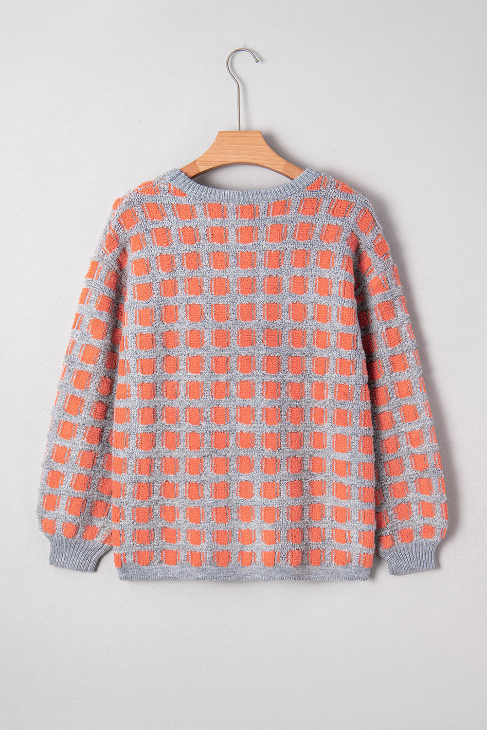 Pink Checkered Oversized Sweater