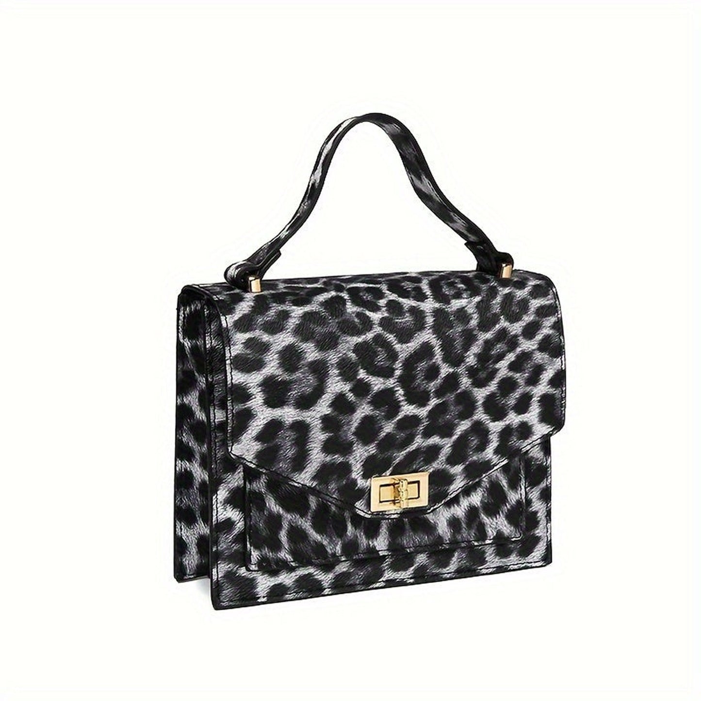Leopard Print Vintage Clutch Handbag Model Wearing