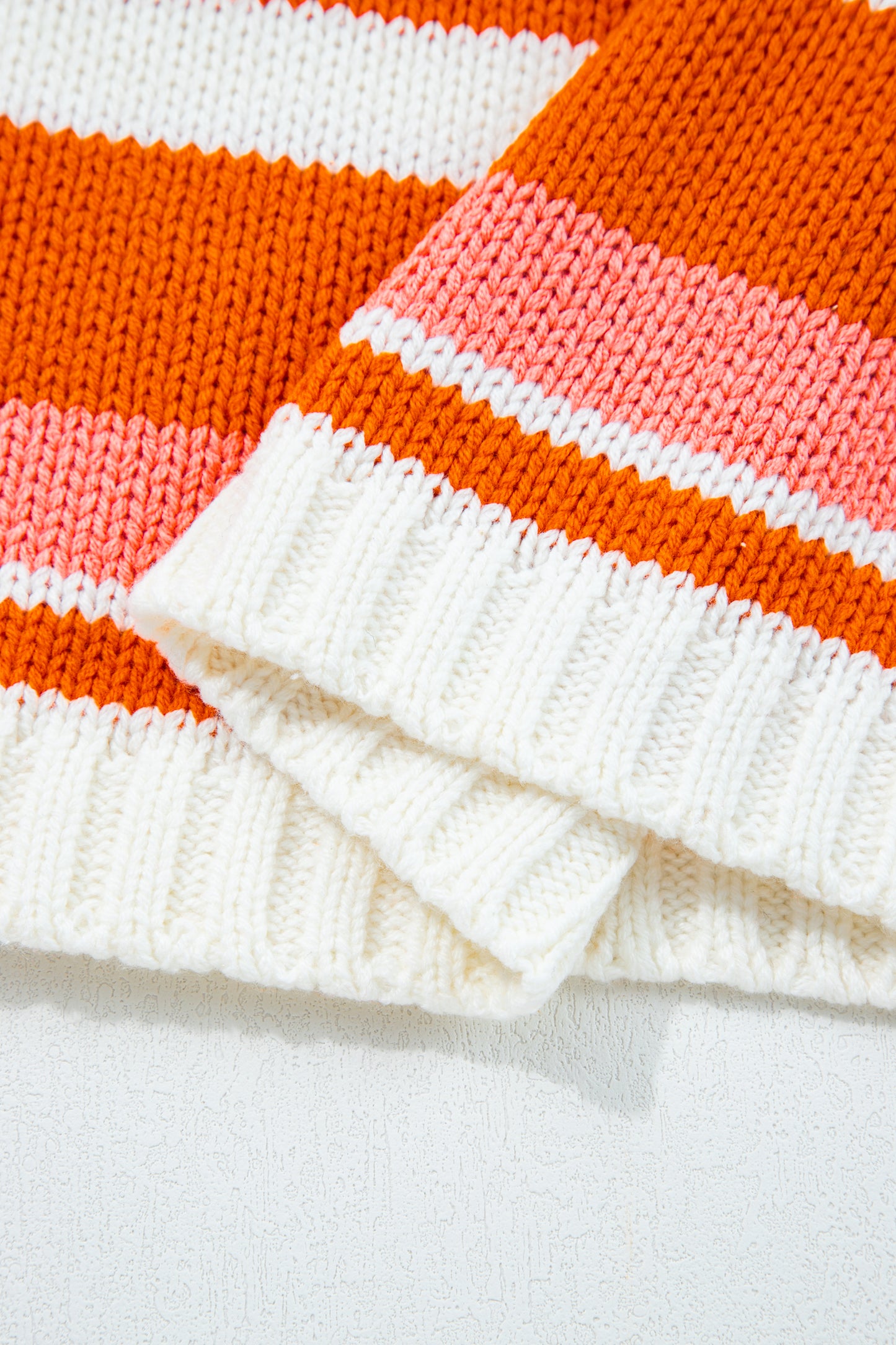 Orange Stripe Cropped Sweater For Trendy Style