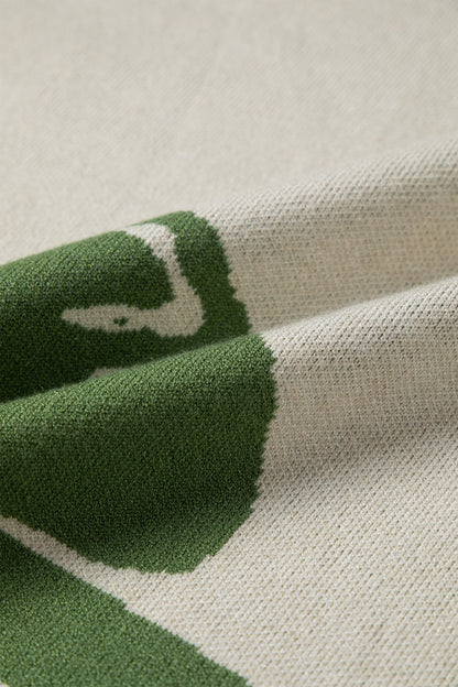 Green Flower Pattern Sweater For Women