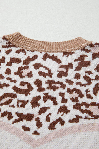 Leopard Print Color Block Sweater