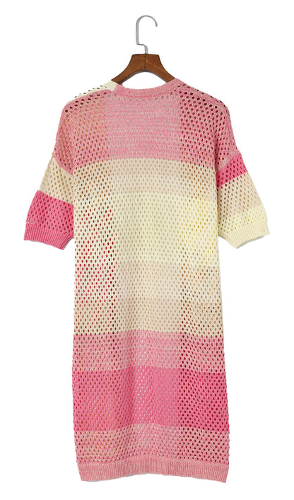 Pink Ombre Knitted Cardigan For Fashionable Style