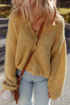 Light Beige Lantern Sleeve Cardigan