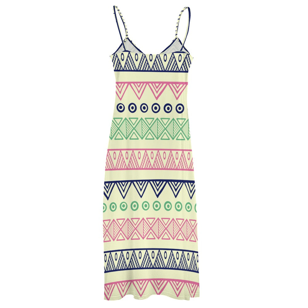 Sling Ankle Long Dress Geometric Design Women'S Summer Dress