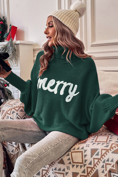 Blackish Green Merry Embroidered Sweater