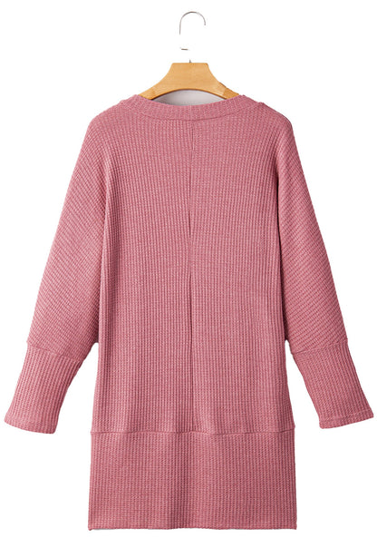 Mineral Red Waffle Knit Cardigan