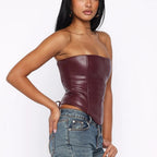 Strapless Corset Top in Burgundy Fashion