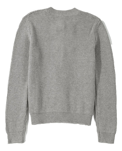 Gray Ribbed Knit Cardigan For Women