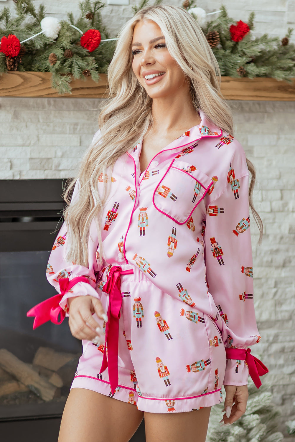Pink Nutcracker Pajama Set For Cozy Nights
