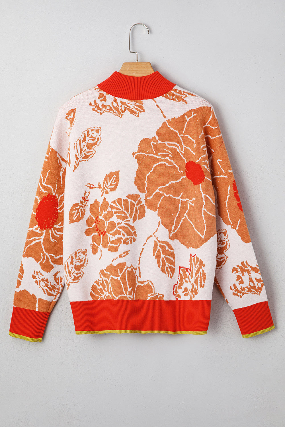 Khaki Floral Pullover Sweater